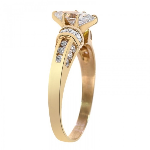 2.00 Ct Princess, Marquise Cut CZ Engagement Ring - Picture 2 of 3